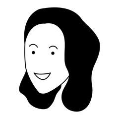 Cartoon adult woman icon, flat design