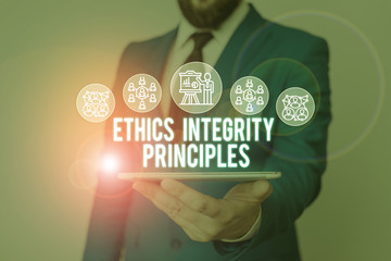Handwriting text writing Ethics Integrity Principles. Conceptual photo quality of being honest and...