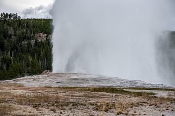 Iconic geyser in Yellowstone, the old Faitful