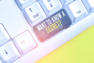Conceptual hand writing showing Want To Know A Secret Question. Concept meaning to divulge a...