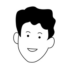 cartoon man face icon,black and white design