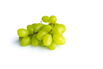 Bunch of ripe green grapes isolated on white background