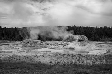 Geothermal feature at old faithful area at Yellowstone National Park (USA)