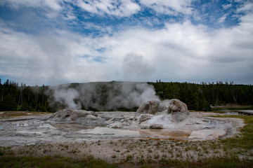Geothermal feature at old faithful area at Yellowstone National Park (USA)