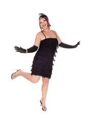 Woman dancing in a black dress