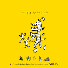 Fototapeta premium 할로윈 포스터 / 손으로 그린 할로윈 그림