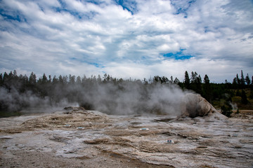 Geothermal feature at old faithful area at Yellowstone National Park (USA)