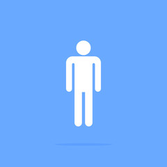 Man. Flat vector web icon or sign on blue background with shadow. 