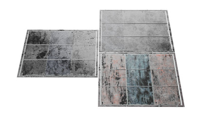 Steel sheet old silver floor. 3D rendering