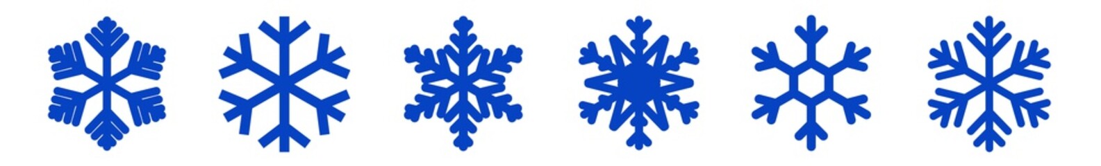 Snowflake Icon Dark Blue | Snowflakes | Ice Crystal Winter Symbol | Christmas Logo | Xmas Sign | Variations
