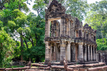 Siem Reap / Cambodia - May 27 / 2019 : internal view of the preah khan temple at angkor wat temple...