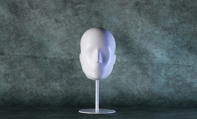 unknown, Faceless mannequin head isolated on dark green background