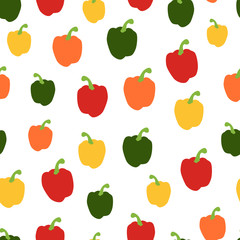 Vector seamless pattern of red, orange, yellow and green peppers.