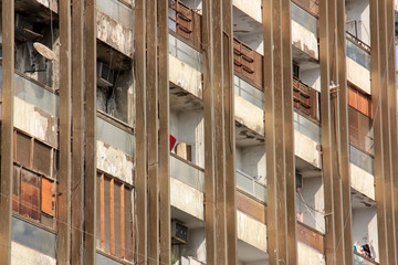 Balconies on an worker's apartment building in Jeddah, Kingdom of Saudi Arabia