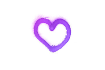 Graffiti heart sign sprayed on white isolated background