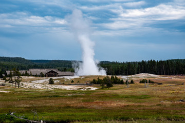 Iconic geyser in Yellowstone, the old Faitful