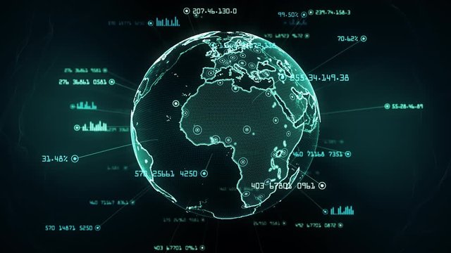 Global network connections. Connecting big data around the world. You can use it for a technology, communication or social media background. Green version. Seamless loop. Alpha channel included. 4K