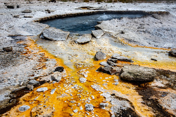 Geothermal feature at old faithful area at Yellowstone National Park (USA)