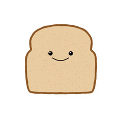 Vector illustration of a slice of brown bread with a cute face.