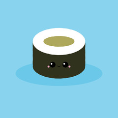 Vector illustration of traditional japanese maki sushi. 