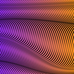 Abstract acid color wavy background, optical art, opart striped. Neon gradient