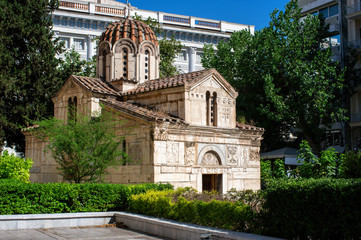 Fototapeta na wymiar the external view of little metropolitan church at Athens, Greece