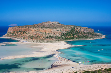 The view of Balos Lagoon with turquoise waters in Creta Island, Greece