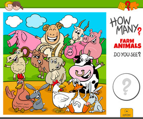 how many farm animals educational task for kids