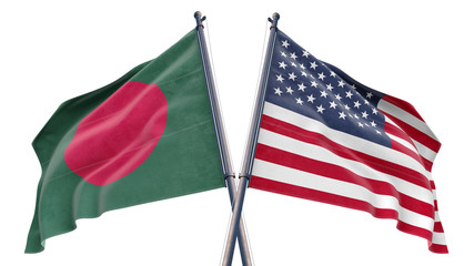 3d rendered illustration of United States of America USA and Bangladesh Relationship flag with white background