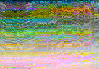Screen glitch. Signal error. Multicolor static noise pattern overlay.