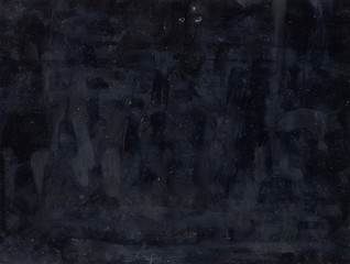 Black aged filmstrip. Dusty overlay. Smeared fingerprints on dark background.