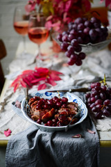 Roasted duck breast with grape...style vintage
