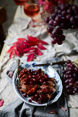 Roasted duck breast with grape...style vintage