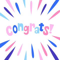 Vector illustration of a Graduation card design featuring hand drawn lettering in a colourful burst design - Congrats!