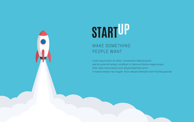 Flat design business startup launch concept, rocket icon. Vector illustration. - 295178806