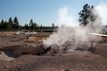 Geothermal feature at old faithful area at Yellowstone National Park (USA)