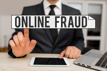 Text sign showing Online Fraud. Business photo text use of Internet services to deceive victims and steal money