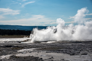 Geothermal feature at old faithful area at Yellowstone National Park (USA)