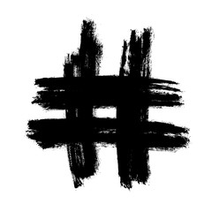 Fototapeta premium Hashtag symbol cross plus logo sign icon template design element, Grunge hand drawn hashtag
