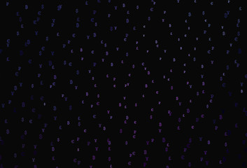 Dark Purple, Pink vector pattern with symbols of currency.