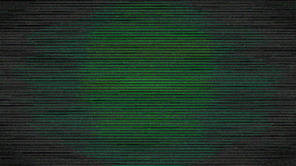 Green Digital Screen Noise in Vignette Dark Background