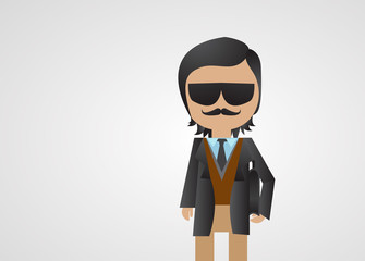 Mafia Gangster Cartoon Vector. Business Man - Isolated On Gray Background. Mafia Mob Character Design, Vector Illustration. Cartoon Gangster Mafia. Avatar Man Icon