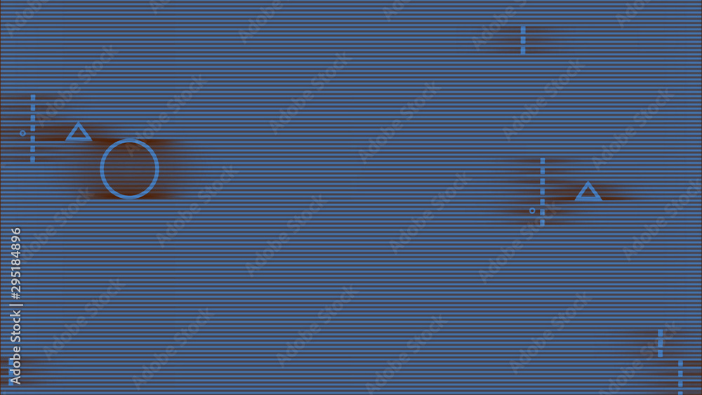Poster blue scan lines wall screen with geometrical figures abstract background