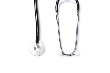 Black stethoscope isolated on white background. Healthcare