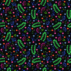 botanical seamless pattern. eps10 vector illustration. hand drawing