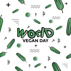 World vegan day in text form, can be used for backgrounds, banners, web templates, leaflets, on November holidays.