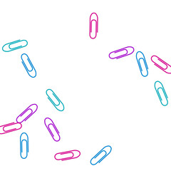 Stationary paperclips isolated on white background