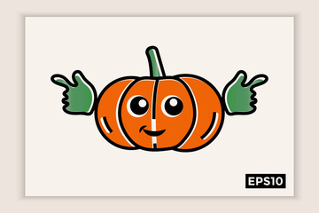 Cute cartoon pumpkin icon, can be used for the world vegan day logo
