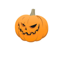 Halloween pumpkin with evil smile flat design illustration art