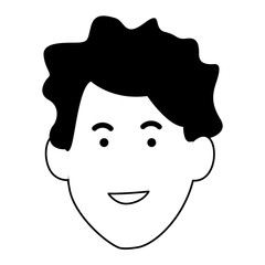 cartoon young man face icon, flat design